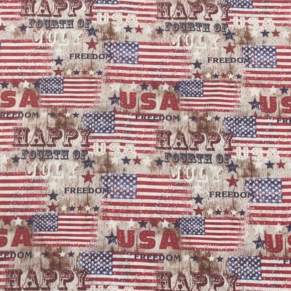 3.67 YD Patriotic Fabric Red White Blue Happy Fourth July Freedom Cotton Flag - Picture 2 of 7